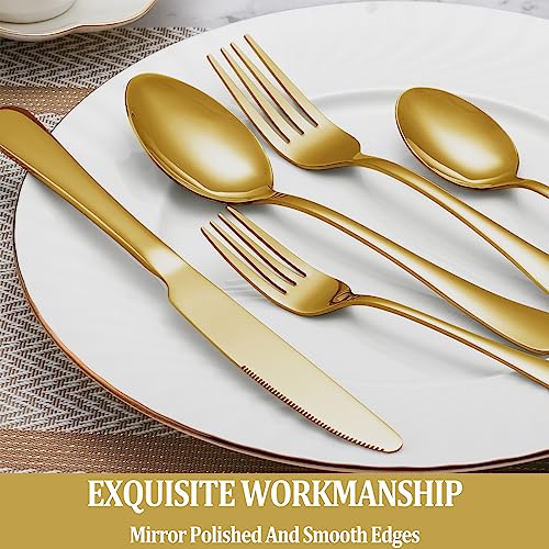 20 Pcs Gold Silverware Set Service for 4 (20 Count)
