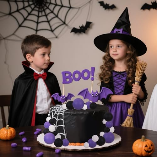40 pcs Foam Ball Halloween Cake Toppers with Sticks Perfect for Graduation Halloween Cake Decor Birthday Graduation Congrats 2026 Cake Decoration Wednesday Theme Party (40 Count)