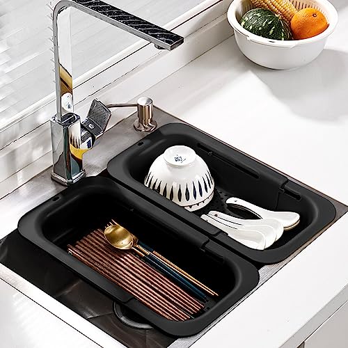 Collapsible Sink Colanders and Strainers Basket Extendable Plastic Fruit Vegetable Strainer Drainer Basket for Kitchen