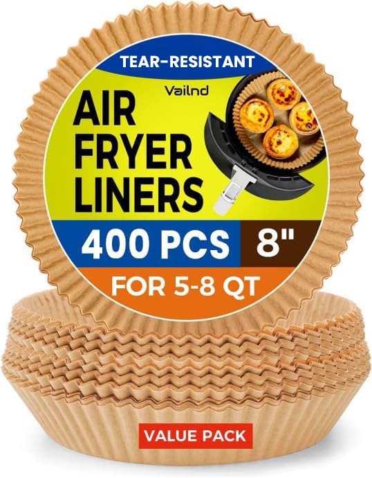 400Pcs 8 Inch Round Air Fryer Liners Disposable for 5 (400 Count)