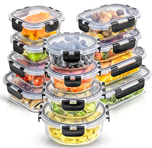 24pc Borosilicate Glass Storage Containers with Lids (12 Count)