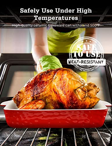 Ceramic Baking Dish and Ramekins Set Casserole Dish with Handles Packaging Upgrade Nonstick Ceramic Bakeware Ramekins Bowls for Baking Souffle