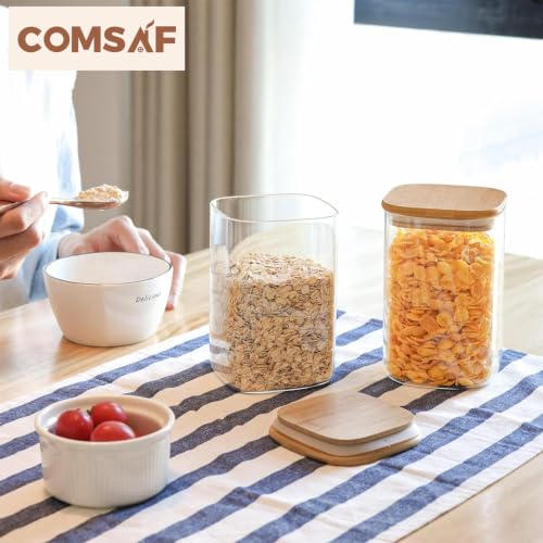 Square Glass Containers with Lids 1.2 Qt (4 Count)