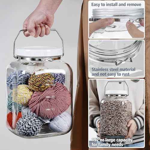 1.5 Gallon 5700 ML Glass Jar with Lid (2 Count)