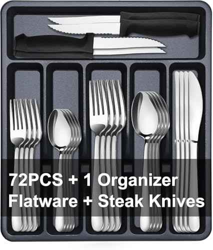 73 Piece Silverware Set with Organizer (73 Count)