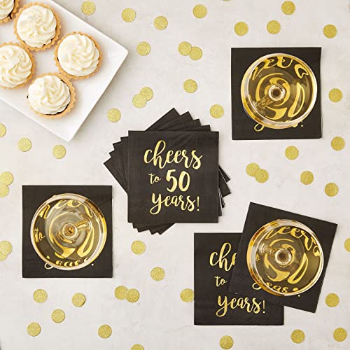 50 Pack Cheers to 50 Years Printed Cocktail Napkins for 50th Birthday and Anniversary (50 Count)