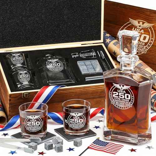 Personalized 250th Anniversary Old Fashioned Whiskey Decanter Set