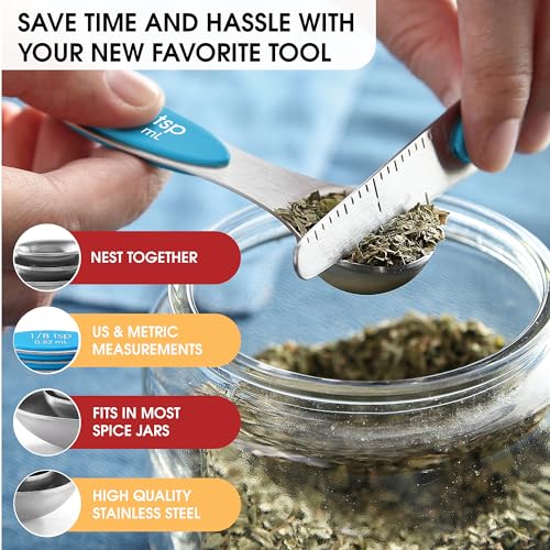 Stainless Steel 8 Magnetic Measuring Spoons for Kitchen (8 Count)