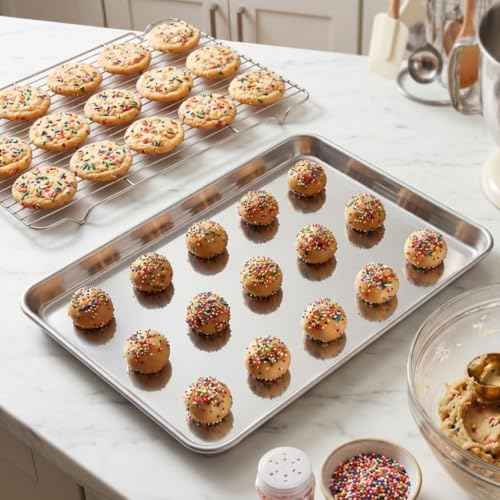 18x13 Inch Stainless Steel Baking Half Sheet with Cooling Rack Set (8 Count)