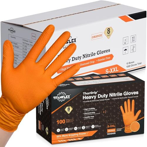 Heavy Duty Industrial Orange Nitrile Gloves (1000 Count)