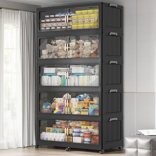 V60 1100QT Plastic Stackable Storage Bins with Lid (5 Count)