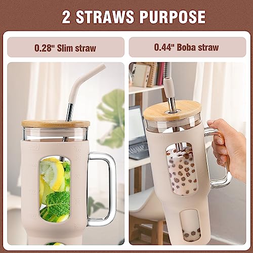 Glass Tumbler with Lid and Straw