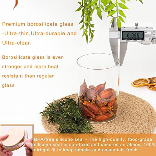 9 Pack 12 oz Glass Jars with Airtight Bamboo Lids for Kitchen