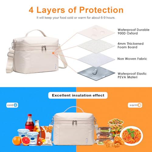 NOL 4L Insulated Lunch Bags for Women Cooler Bag Lightweight Nylon Waterproof Lunch Box For Work