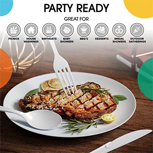 Party Solids 200 Pcs Heavy Duty Plastic Cutlery (200 Count)
