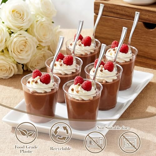 300 Pieces Plastic Silver Mini Spoons (300 Count)