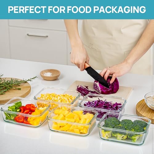 5Pack 30oz Glass Meal Prep Container Sets with Lids (5 Count)