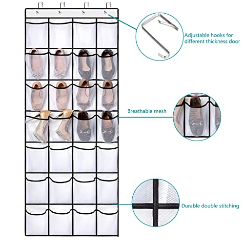 28 Large Pocket Over the Door Shoe Organzier