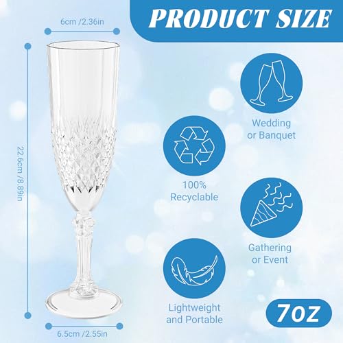 100 Pack Plastic Champagne Flutes