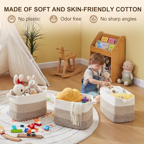 Cotton Rope Storage Baskets for Organizing Gradient Yellow 3