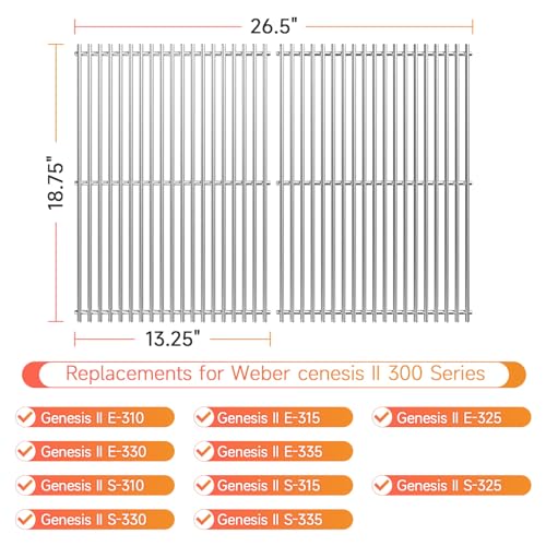18.75" x 26.5'' Stainless Steel Cooking Grates for Weber