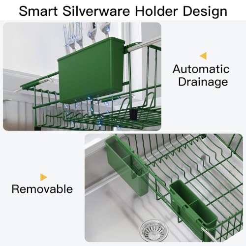 Green Dish Drying Rack in Sink
