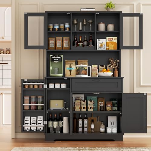 Farmhouse Pantry Cabinet with Acrylic Doors