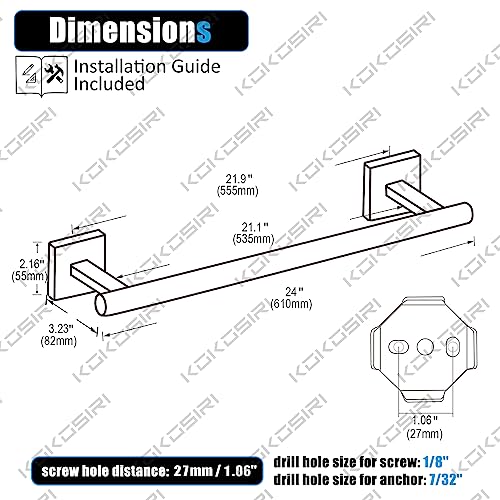 Towel Holder Bathroom Accessories Towel Bar for Bath Kitchen Necklace Holder 24 Inch Brushed Nickel Stainless Steel B4005BR
