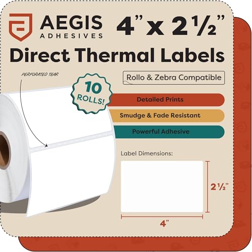 4" X 2.5" Direct Thermal Labels (10 Count)