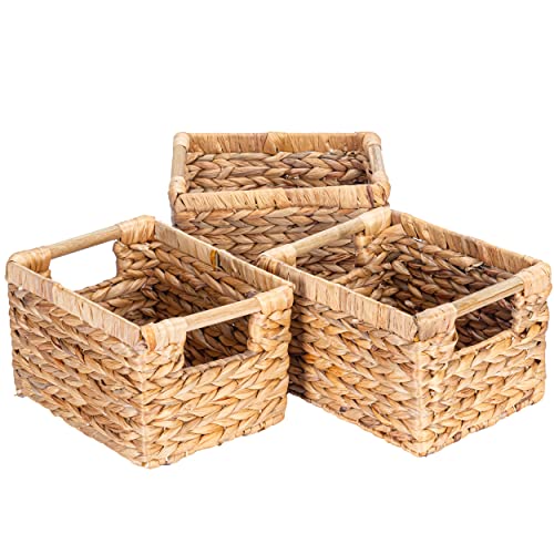 Small Wicker Baskets for Organizing Bathroom (3 Count)