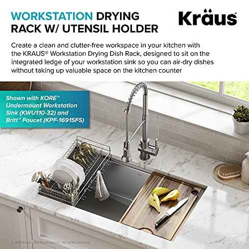 Workstation Kitchen Sink Dish Drying Rack Drainer and Utensil Holder