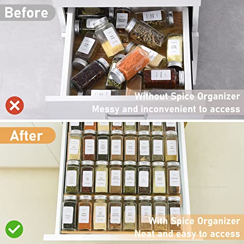 Spice Drawer Organizer with 24 Spice Jars