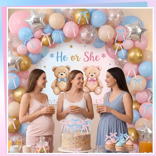 30 Pack Pink Blue Bow Cake Toppers Ribbon Bows for Cake (30 Count)