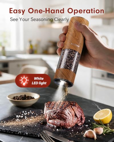 Larger Capacity Rechargeable Electric Salt and Pepper Grinder Set
