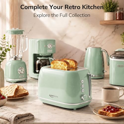 2 Slice Stainless Steel Toaster Retro with 6 Bread Shade Settings