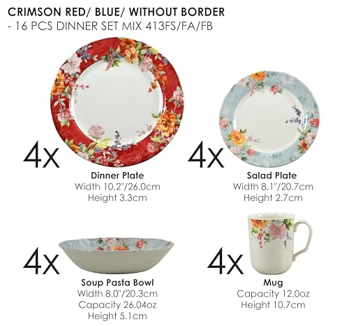 16 Piece Porcelain Dinnerware Set for 4