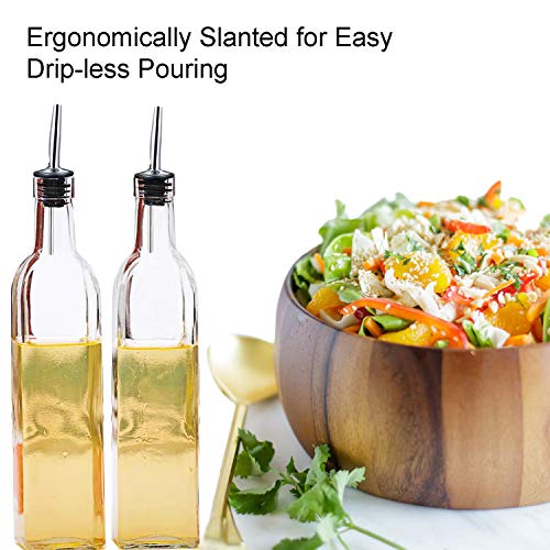 Olive Oil Pour Spout Stainless Steel Bottle Spout for Pours Liquor Vinegar Syrup or Oils with Stainless Steel Funnels