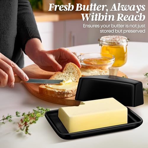 Large Ceramic Butter Dish with Lid for Countertop