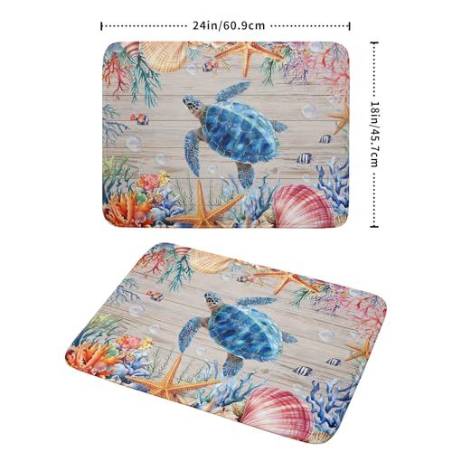 Sea Turtle Dish Drying Mat 18x24 inch Tropical Ocean Fast Dry Absorbent Microfiber Dishes Drainer Rack Pad for Countertop Bar Table Decor
