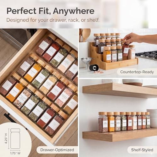 Glass Spice Jars with Label (24 Count)