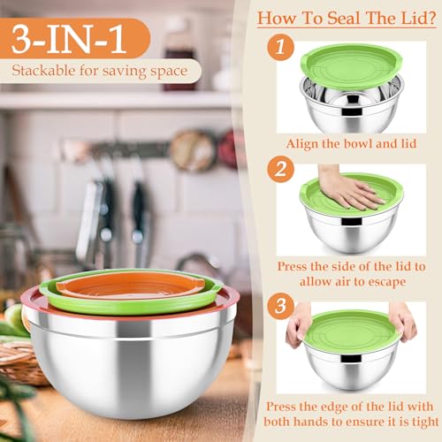 Mixing Bowls Stainless Steel Nesting Salad Bowls Set (6 Count)