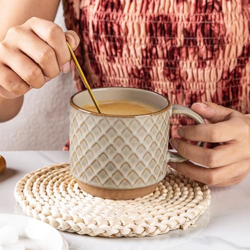 12 OZ Stackable Coffee Mugs Set of 4 (4 Count)