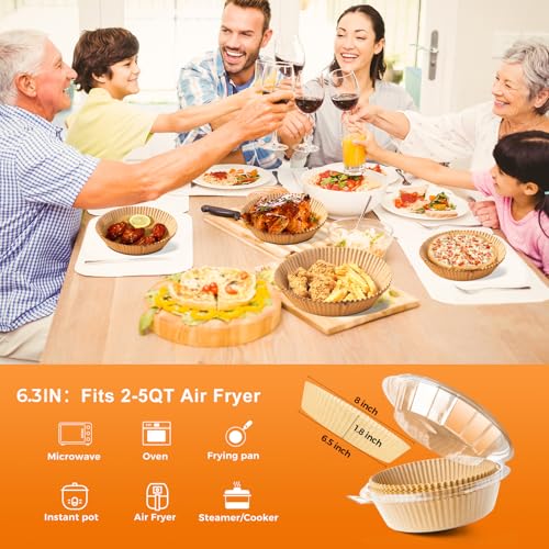 6.3" Round Air Fryer Liners Disposable 200 PCS for Ninja AF101 (200 Count)