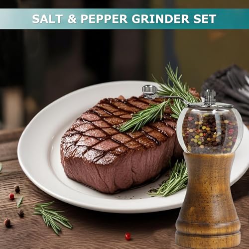 Pepper Grinder Set Classical Hand Shake Wood Manual Pepper Mill (2 Count)
