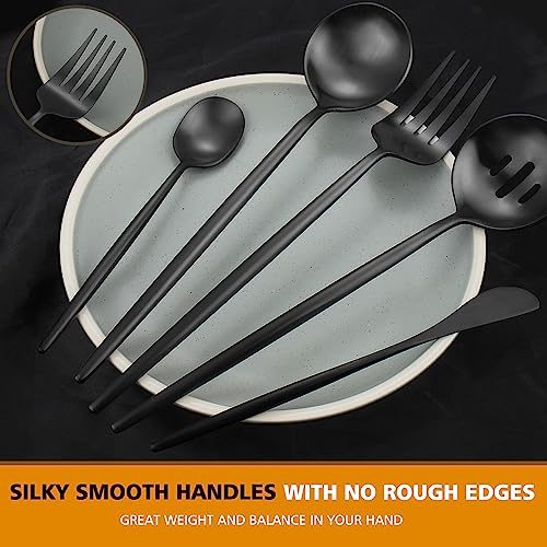 5pcs Matte Black Serving Set