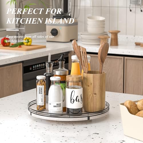 16 Inch Whitewashed Farmhouse Oak Lazy Susan Organizer