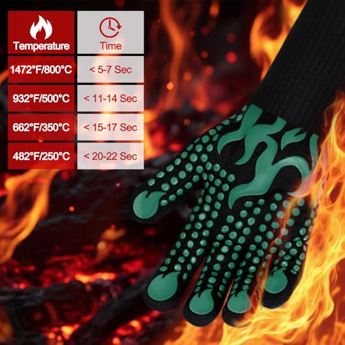 BBQ Gloves 1472°F Heat Resistant Grilling Gloves Silicone Non (2 Count)