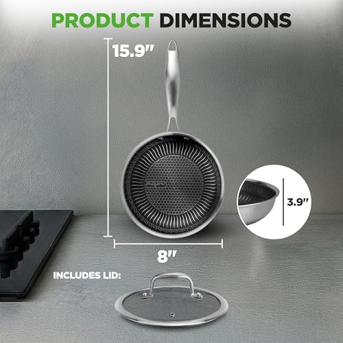 8" Stainless Steel Frying Pan with Lid