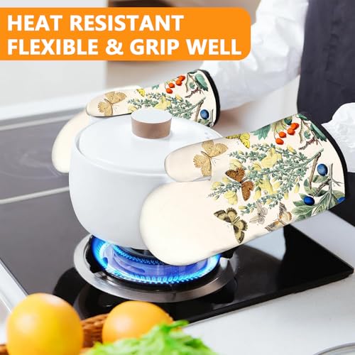 Wildflowers Butterfly Oven Mitts and Pot Holders Sets 4Pcs