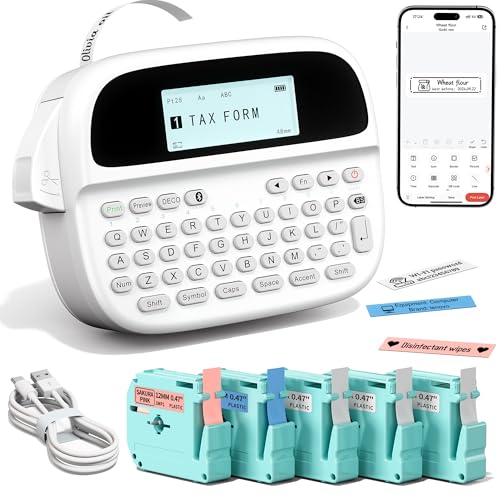 M950 Label Maker Machine with 5 Color Tapes Rechargeable Labeler